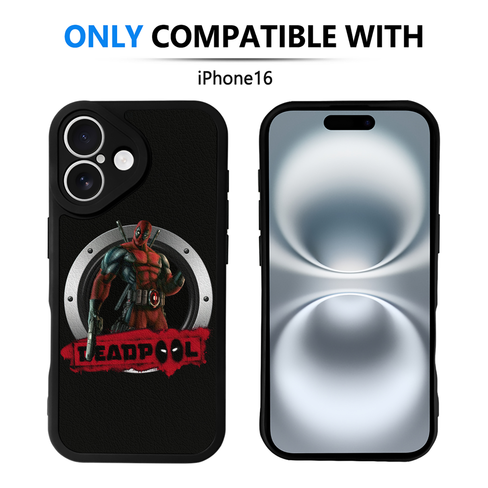 （画像用） Deadpool デッドプール 【iPhone 16シリーズ対応】シリコンスマホケース（レザー調） 材質：シリコン
